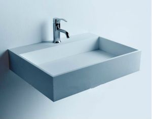 Rechteckiges Badezimmer-Waschbecken mit fester Oberfläche aus Stein und modisches Garderobenwaschbecken aus Stein in Matt oder Glanz RS3833
