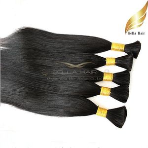 100% mänsklig bulks hår obearbetat rå hår 18 20 22 24 tums naturliga färg brasilianska silkeslen raka hårförlängningar