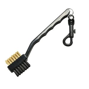2 Sided Brass Wires Nylon Golf Club Brush Clip Groove Ball Cleaner Kit Tool