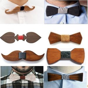 Wood Bow Ties Handmade Vintage Traditional Bowknot 12 styles For Gentleman Wedding Wooden Bowtie Father's day gift Free Fedex TNT