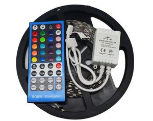 5M 300LEDS flexibel RGBW 5050 SMD LED-strip Ljus Vattentät DC12V RGB +Vit diodband +RGBW 40Key IR Remote-in LED-remsor från ljus