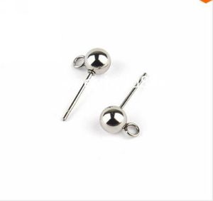 500pcs Stainless Steel Silver Plated Ball Stud Earring For Jewelry Making 4mm