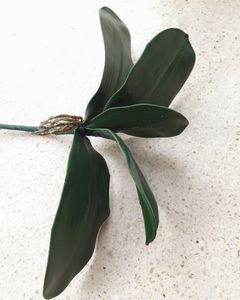 mazzo di foglie di orchidea finte artificiali 5 foglie verdi 28 cm per set di composizioni di orchidee parte decorativa del fiore