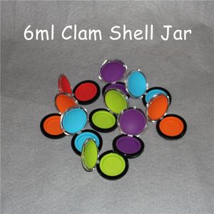 Venda quente 6ml Acrílico Silicone Recipientes Acrílicos Clam Shell Jars Silicone Bongs Silicone Cera Recipientes Livres DHL