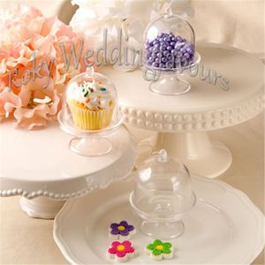 FREE SHIPPING 12PCS Acrylic Clear Mini Cake Stand Baby Shower Party Gifts Birthday Favors Holders Kids' Party Decoration Supplies Ideas