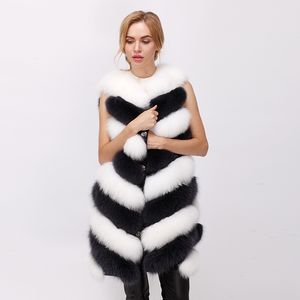 free shipping 2017 winter new real fur vest fox fur vest natural arctic fox vest White fox 80cm