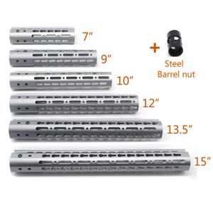 7/9/10/12/13.5/15'' inch Length Keymod Handguard Rail Free Float Picatinny Mount System Steel Barrel Nut - Space Grey Anodized