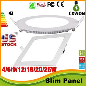 Ultrathin 9 W 12 W 18 W 25 W LED Panel Işıkları SMD2835 Downlight AC110-240 V Güç Kaynağı Fikstürü Tavan Işık Doğa Sıcak Soğuk Beyaz