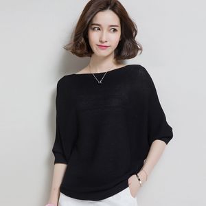 Women's Batwing Knitwear Casual Loose U Neck Cashmere Sweater PulloverAutumn Solid Batwing Long Sleeve Knitted T Shirt XQZ on Sale