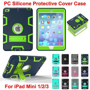 DHL 3 em 1 caso de protetor infantil à prova de choque PC + robô híbrido de silicone proteger protetor de tela capa para ipad mini 1 2 3