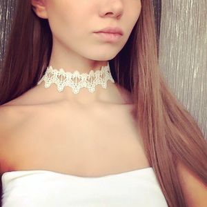 Wholesale-Newest fashion jewelry accessories white Lace Tattoo choker necklace for couple lovers' N106
