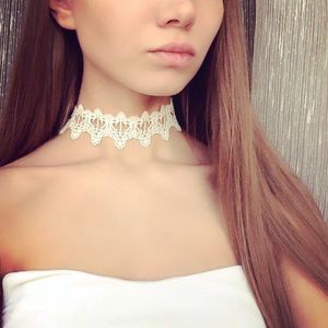 Grossist-nyaste mode smycken tillbehör vit spets tatuering choker halsband för par älskare 'n106