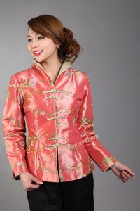 Wholesale- Promotion Traditional Chinese Lady Satin Jacket Embroidery Coat Flower Long Sleeve Outwear Flower Tops S M L XL XXL XXXL M-33