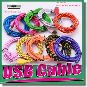 Hohe Qualität 1M/2M/3M 6FT 10FT Geflochtene Fabic Nylon Gewebt USB Daten Sync Ladegerät Kabel Draht für Android Telefon Smart Handy