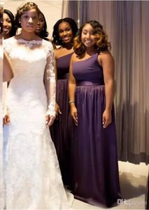 片方の肩アフリカの花嫁介添人ドレス床の長さのサイドスリット安いウェディングゲストドレス