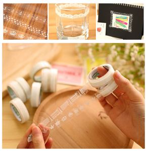 DIY White Transparent Masking Adhesive Tape Scrapbooking Stickers Cute Stationery Decorative Tower Date Tag Bookmark 10 PCS Lot