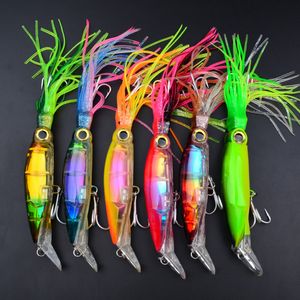 6Color 14cm 40g Fishing Lures Baits Squid 3D eyes with Beard Fishing lure Hook high quality