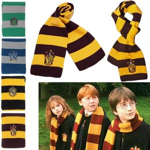 Regalo De Harry Potter al por mayor-Moda Harry Potter bufandas bufanda de Gryffindor Hufflepuff Slytherin de punto bufandas de Cosplay del traje de regalo Caliente raya Scarve