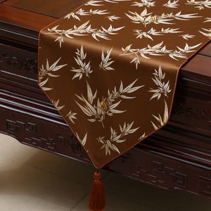 Short Length Bamboo Jacquard Table Runner Luxury High End Chinese style Silk Brocade Tea Table Cloth Dining Room Decor Table Mats 150x33cm