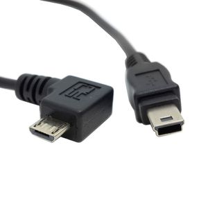 Cor preta Mini USB macho 5pin a 90 Graus Angular Direito Micro USB Macho 5pin carregador de dados cabo 20 cm