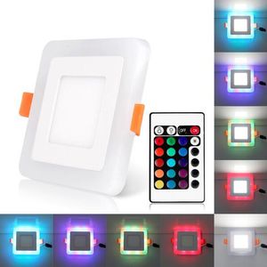 Pannello LED bianco + RGB all'ingrosso della fabbrica e telecomando 6w / 9w / 16w / 24W Faretto da incasso a soffitto a LED da incasso Lampada da pannello in acrilico