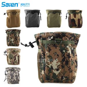 Tactical Waist packs gear bundles - Molle drawstring Magazine Dump Pouch & 4 pcs Locking D-Ring, Adjustable Belt Utility