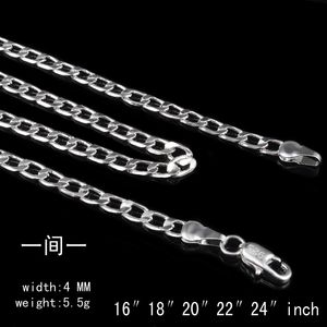 Silver Jewelry 925 Sterling Silver Plated Pretty Cute Fashion Charm 4MM Rope Chain Necklace Jewelry New Arrive Christmas Gift