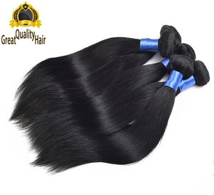 9A capelli lisci brasiliani non trattati malesi peruviani indiani vergini estensioni dei capelli umani 3 o 4 pezzi capelli lisci tesse