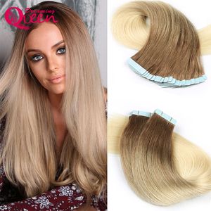 #8 613 Color Tape In Human Hair Extensions 100% Virgin Human Hair Brazilian Straight Hair 50g 20pcs Set Skin Weft Weaves Free Shipping
