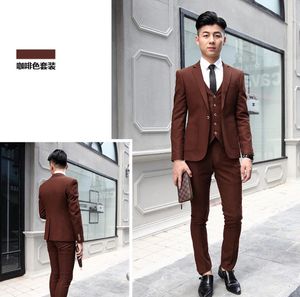 신랑 턱시도 신랑 들러리 맞춤형 슬림 피트 베스트 맨 슈트 웨딩 / 남성 정장 신랑 (Jacket + Pants + Tie + Vest) fashion style