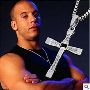 2016 Movie jewelry The Fast and Furious Dominic Classic Male Rhinestone CROSS Pendant Necklace