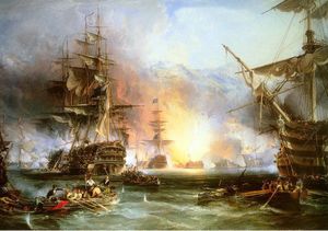 ship in naval battle Handpainted Classic Art oil Painting On Canvas Museum Quality in Multi size chosen