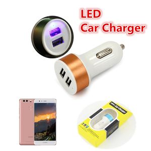 LED Dual USB Auto Ladegerät Universal 2,1 A Aluminium Legierung Schnell Lade Auto Adapter Für SamsungS8 S8plus ipod Tablet PC mit Einzelhandel Box