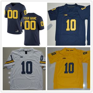 Maglie Michigan Wolverines College Football 10 Devin Bush 9 Donovan Peoples-Jones 13 Eddie McDoom Bianco Giallo Blu navy Uomo Donna Bambino