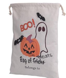 Halloween Bawełniana Płótno Worek Dzieci Favor Candy Cloth Prezent Torba Pumpkin Pająk Traktowanie lub Trick Drawstring Torba Party Cosplay Świąteczne Dostawy