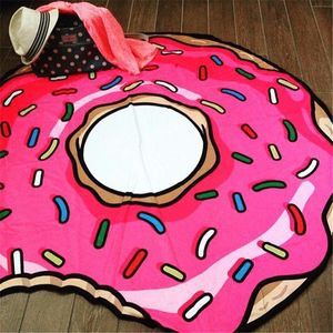 Round Yoga Mat Picnic Picket Pizza Hamburger Donut Polyester Pêssego Toalha de toalha de toalha