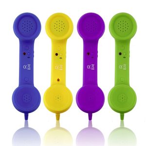 Retro Telephone Handset with 3.5mm Plug 4 Colors Available Wired Handheld Cell Phone Receiver Microphones for iphone 6 7 plus