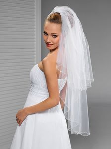 Nova moda quente de alta qualidade bela linha borda 2t com pente lvory branco cotovelo véu véu de noiva