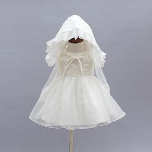 Abito da battesimo per neonato Abito da sposa per feste con cuffia e mantello Abiti da battesimo eleganti per 1 anno di compleanno per bambina 3 pezzi / set