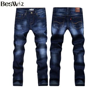 Wholesale-2016 New Arrival Beswlz Brand Men Straight Jeans Pants Casual Fashion Classical Male Denim Grey Jeans