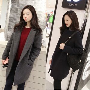 Autumn Winter Fashion Women Woolen Coat Single Button Long Jacket and Coat Wool&Blends Cashmere suit Coat Plus size