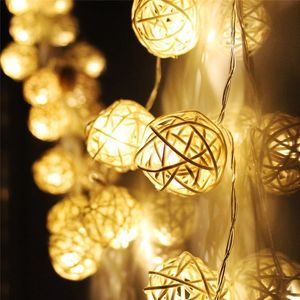 20 LED Ciepły Biały Rattan Ball String Fairy Lights na Boże Narodzenie Xmas Dekoracje Ślubne Party Gorące Użycie Suchej baterii 13Y