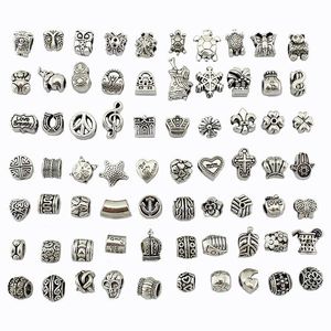 Antique Silver Plated Alloy Big Hole Charms Spacer Beads fit pandora bracelet DIY Jewelry Necklaces & Pendants charms Beads