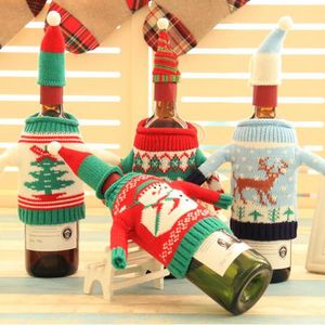 Julvinflaska Skyddsväskor Mini Champagne Sweater Santa Claus Flaskor Presentkort Party Decorations Xmas Supplies yfa3138