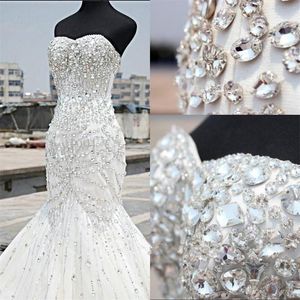 Luxo Major Beading Sereia Vestidos Pageant Querida Cristais de Alta Qualidade Vestido De Baile Com Zíper de Volta Até O Chão Vestidos de Noite Personalizado