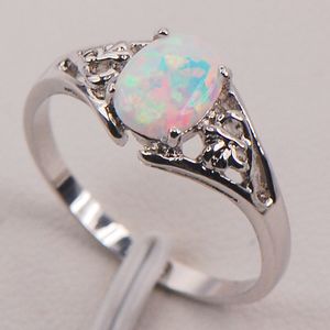 Weiße Feuer Opal Sterling Silber Modeschmuck Ring Größe