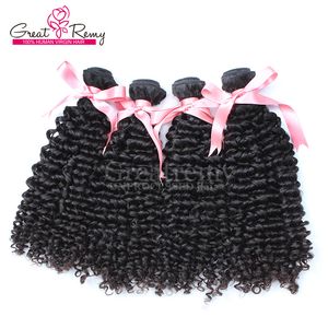 4pcs/lot Indian Human Hair Extensions Natural Black Dyeable Curly Wave Human Hair Weaving 7A Greatremy factory Price Drop Shipping Hair Weft