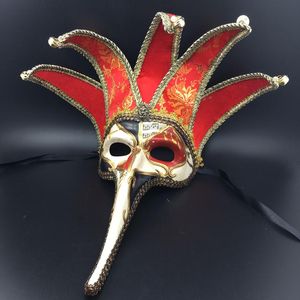 Новая партия маска Пять углов длинный нос Роскошные Венецианские маскарадные маски Взрослые Половина лица Disfraces Рождество новизну Хэллоуин подарки