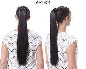 Silky Prosto Ponytail Ludzki Włosy 100% Brazylijskie Ludzkie Włosy Rozszerzenia Klip W Rozszerzeniu Pony Ogon Ludzki Włosy Sznurek Ponytail 120g