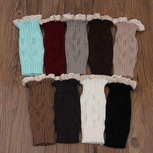 Atacado-1 Par Mulheres Crochet Malha Lace Trim Toppers Punhos Forro Polainas Meias de Inicialização para Meninas Femininas Presentes Manter Aquecido